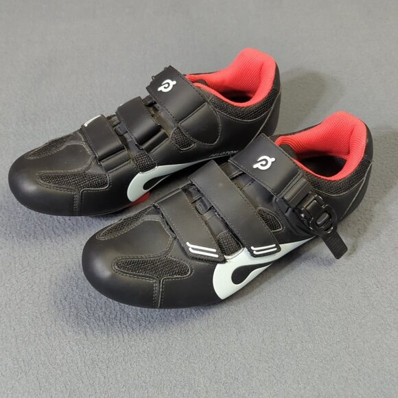 Peloton Cycling Shoes Unisex Size 43 Black Red Cleats - Picture 1 of 10